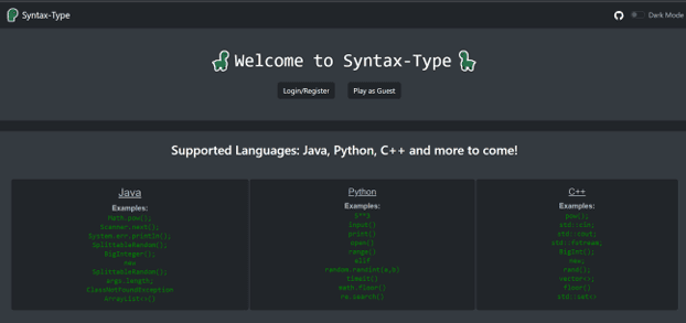 Syntax Type landing page